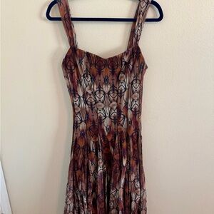 Elana Kattan Geometric Midi Dress in Brown Tones